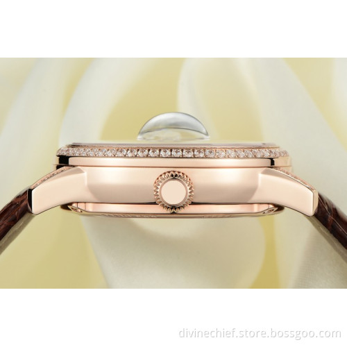 Custom High End Ladies Fancy Wrist Watch, Real Tourbillon Movement Watch For Girls